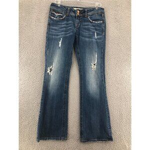 VIGOSS Jeans Womens 7 Juniors Blue Medium Wash Denim Bootcut Distressed Stretch
